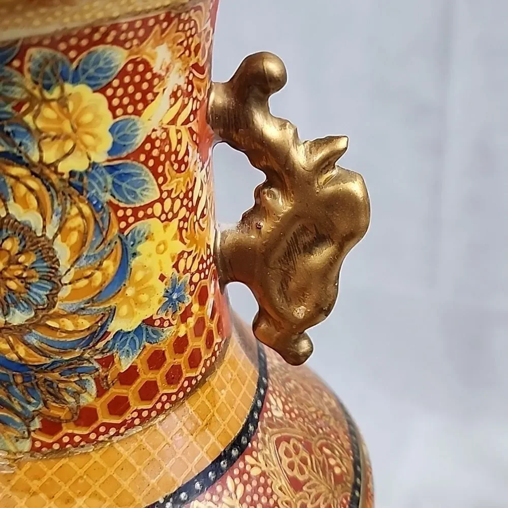 Hand Painted Japanese Water and Mountain Scene Vase Urn